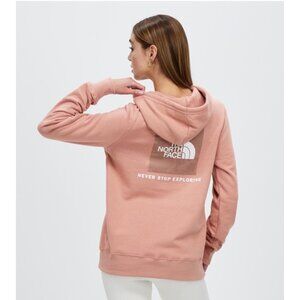 The North Face Womens Pink Box NSE Pullover Hoodie Size L Cotton/Poly Blend